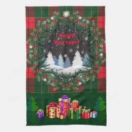 メリークリスマス&ハッピーニューイヤー2025雪だるま キッチンタオル