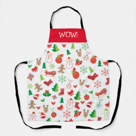 メリークリスマス&ハッピーニューイヤー！かわいいクリスマススノー エプロン