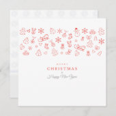 メリークリスマス&ハッピーニューイヤー!クリスマスホワイトカード (正面/裏面)