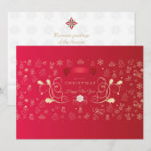 メリークリスマス&ハッピーニューイヤー！クリスマスレッドカード (正面/裏面)