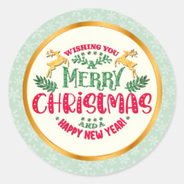 メリークリスマス&ハッピーニューイヤー クリスマス 冬のイベント ラウンドシール