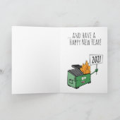 メリークリスマス＆ハッピーニューイヤー ゴミ箱の火事 カード (内部)