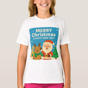 メリークリスマス&ハッピーニューイヤー サンタクロース Tシャツ