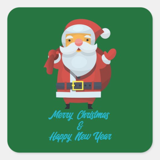 メリークリスマス&ハッピーニューイヤー スクエアシール (正面)