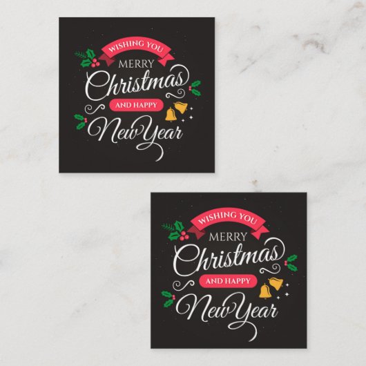 メリークリスマス&ハッピーニューイヤー スクエア名刺 (正面/裏面)