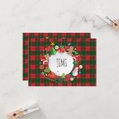 メリークリスマス&ハッピーニューイヤー!スコットランドパターン カード (正面/裏面インサイチュ)