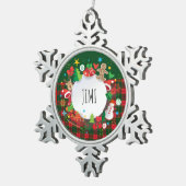 メリークリスマス&ハッピーニューイヤー！スコットランドパターン スノーフレークピューターオーナメント (右)