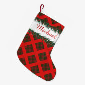 メリークリスマス&ハッピーニューイヤー！スコットランドパターン スモールクリスマスストッキング (正面 (吊り時))
