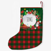 メリークリスマス&ハッピーニューイヤー!スコットランドパターン スモールクリスマスストッキング (裏面)