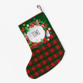 メリークリスマス&ハッピーニューイヤー!スコットランドパターン スモールクリスマスストッキング (裏面 (吊り時))