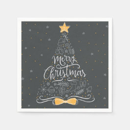 メリークリスマス&ハッピーニューイヤー スタンダードカクテルナプキン