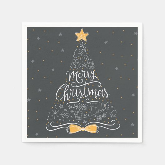 メリークリスマス&ハッピーニューイヤー スタンダードカクテルナプキン (正面)