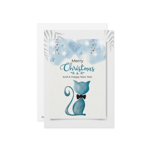 メリークリスマス＆ハッピーニューイヤー ネコ シーズンカード (正面/裏面インサイチュ)