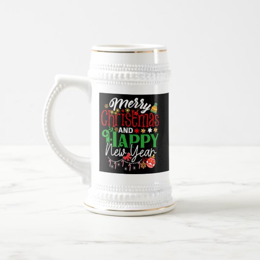 メリークリスマス&ハッピーニューイヤー ビールジョッキ (左)