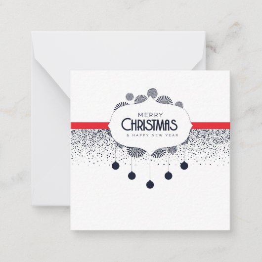 メリークリスマス&ハッピーニューイヤー – ホリデーカード ノートカード (正面)