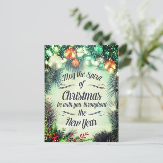 メリークリスマス  ハッピーニューイヤー ホリデーグリーティング シーズンポストカード (スタンド正面)