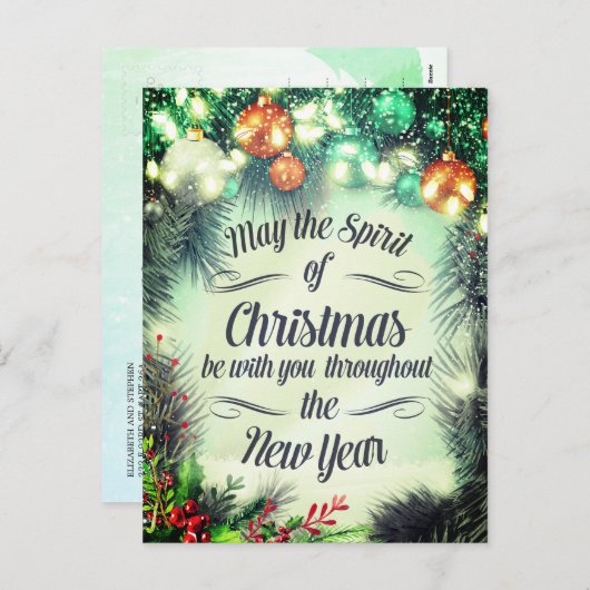 メリークリスマス  ハッピーニューイヤー ホリデーグリーティング シーズンポストカード (正面/裏面)