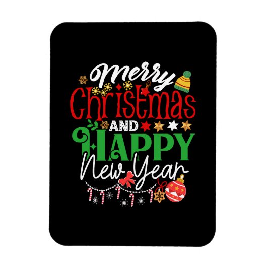 メリークリスマス&ハッピーニューイヤー マグネット (縦)