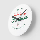 メリークリスマス&ハッピーニューイヤー ラウンド壁時計 (傾斜)