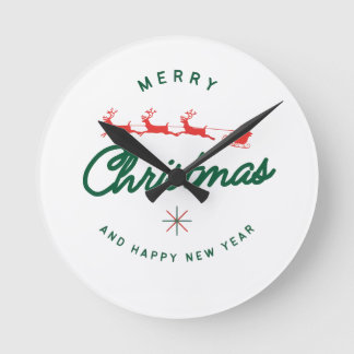 メリークリスマス&ハッピーニューイヤー ラウンド壁時計