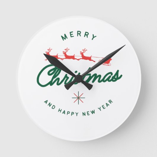 メリークリスマス&ハッピーニューイヤー ラウンド壁時計 (正面)