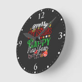 メリークリスマス&ハッピーニューイヤー ラウンド壁時計 (傾斜)