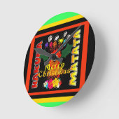 メリークリスマス&ハッピーニューイヤー ラウンド壁時計 (傾斜)