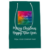 メリークリスマス ハッピーニューイヤー ロゴ モダン ミディアムペーパーバッグ (正面)