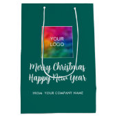 メリークリスマス ハッピーニューイヤー ロゴ モダン ミディアムペーパーバッグ (裏面)