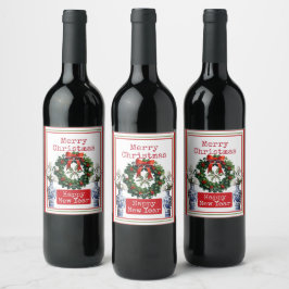 メリークリスマス　ハッピーニューイヤー ワインラベル