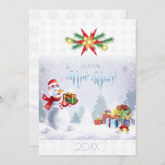 メリークリスマス&ハッピーニューイヤー！雪だるま20X (正面/裏面)