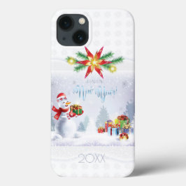 メリークリスマス&ハッピーニューイヤー！雪だるま20XX iPhone 13ケース