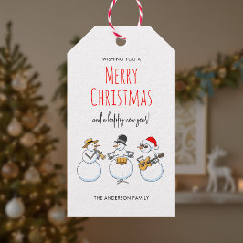 メリークリスマス ハッピーニューイヤー 雪だるま ジャズバンド ギフトタグ