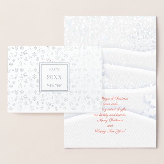 メリークリスマス&ハッピーニューイヤー!2022クリスマス雪 箔カード (ディスプレー)