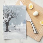 メリークリスマス&ハッピーニューイヤー！2024クリスマス雪 キッチンタオル (四つ折り)