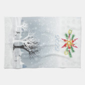 メリークリスマス&ハッピーニューイヤー!2024クリスマス雪K キッチンタオル (横)