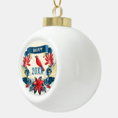 メリークリスマス&ハッピーニューイヤー!2024 赤い鳥 セラミックボールオーナメント (右)