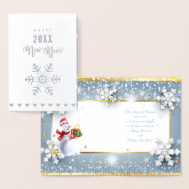 メリークリスマス&ハッピーニューイヤー!2025クリスマス雪 箔カード