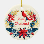 メリークリスマス&ハッピーニューイヤー! 2025 赤い鳥 セラミックオーナメント (裏面)