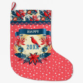 メリークリスマス&ハッピーニューイヤー!2026 赤い鳥 ラージクリスマスストッキング (正面)