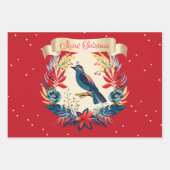 メリークリスマス&ハッピーニューイヤー!2026 青い鳥 ラッピングペーパーシート (正面2)