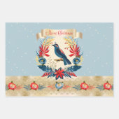 メリークリスマス&ハッピーニューイヤー!2026 青い鳥 ラッピングペーパーシート (正面)