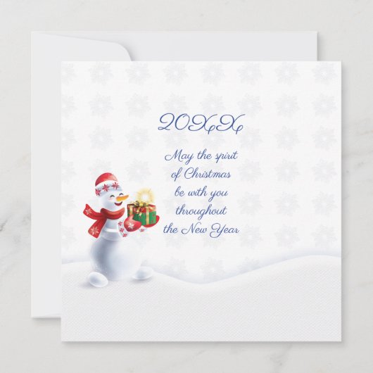 メリークリスマス&ハッピーニューイヤー！20XXクリスマス ノートカード (裏面)