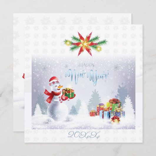 メリークリスマス&ハッピーニューイヤー!20XXクリスマス ノートカード (正面/裏面)