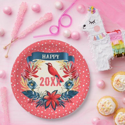 メリークリスマス＆ハッピーニューイヤー！ 20XX 赤い鳥より ペーパープレート (パーティー)
