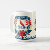 メリークリスマス＆ハッピーニューイヤー！ 20XX 赤い鳥 コーヒーマグカップ (正面左)