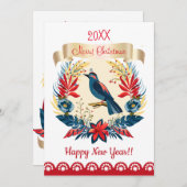 メリークリスマス＆ハッピーニューイヤー！20XX 青い鳥 シーズンカード (正面/裏面)