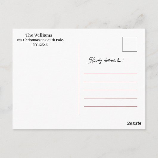 メリークリスマス&ハッピーニューイヤー| One Photo|赤 ポストカード (裏面)