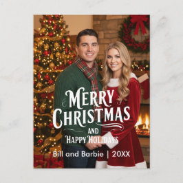 メリークリスマス/ハッピーホリデイズカップルフォトフロント シーズンポストカード
