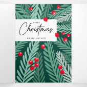 メリークリスマス |ハッピーホリデーウィンターフローラ 三つ折りクリスマスカード (内部中)